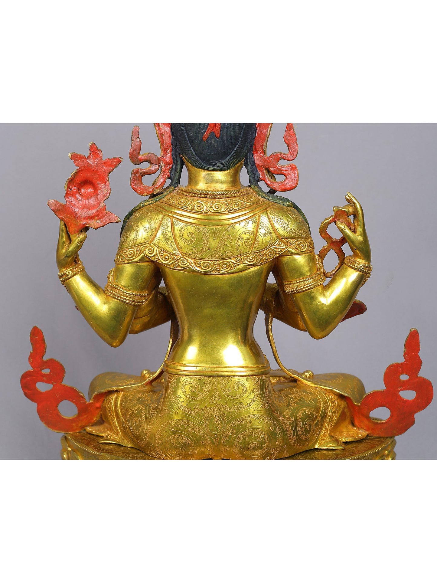 19" Tibetan Buddhist Deity Chenrezig Statue From Nepal