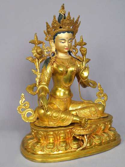 19" Tibetan Buddhist Goddess Green Tara from Nepal