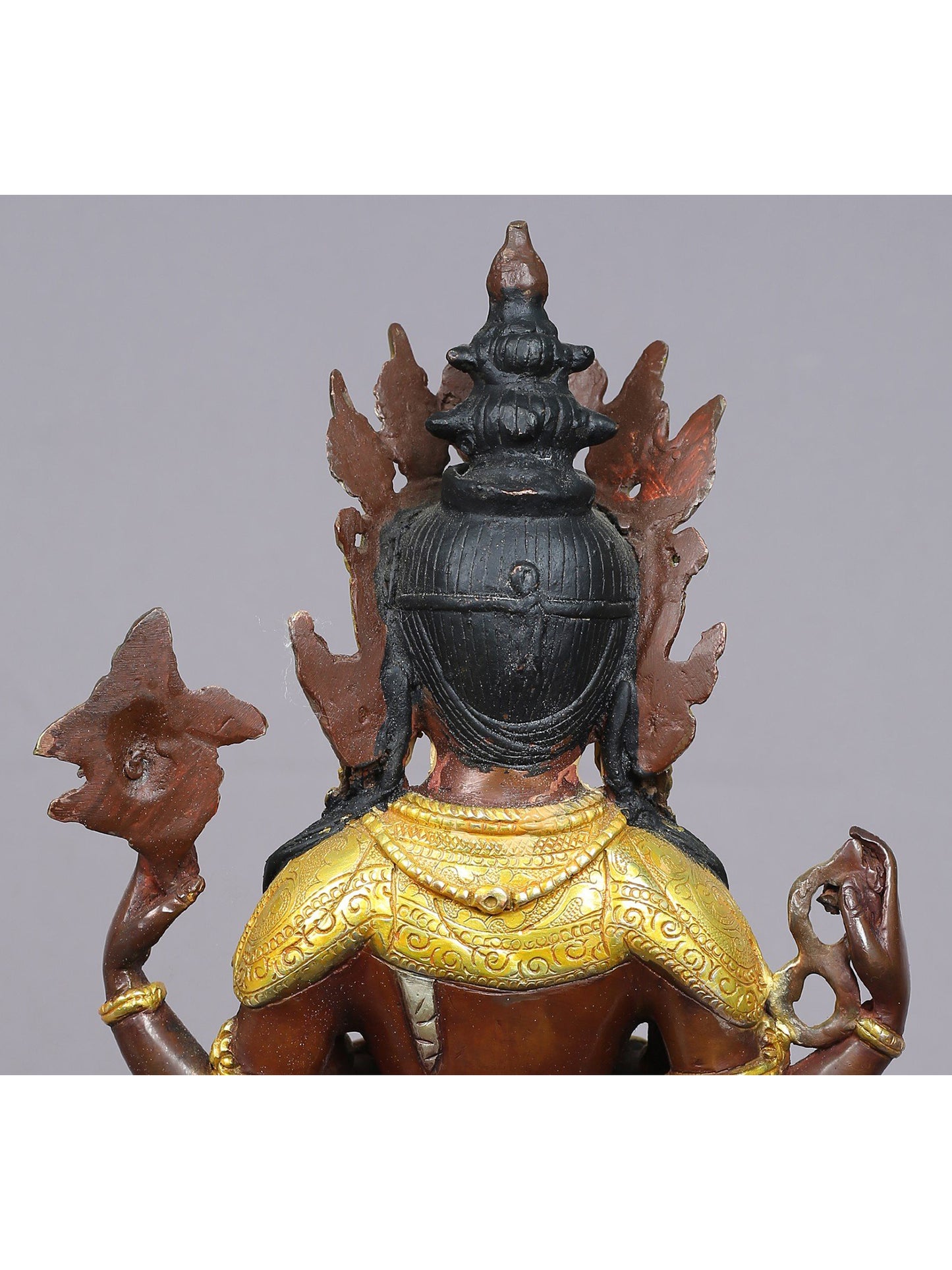 13" Tibetan Buddhist Deity Chenrezig Copper Statue from Nepal