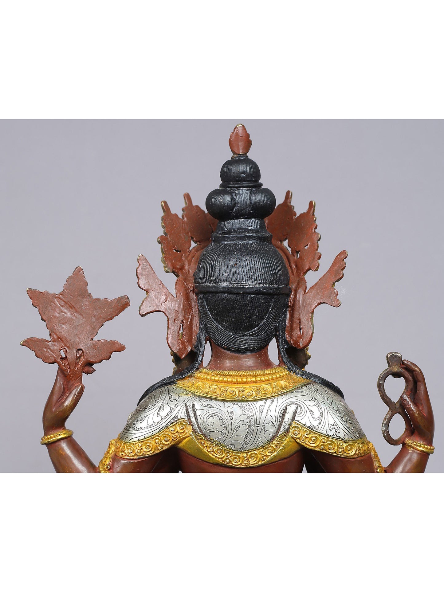 15" Tibetan Buddhist Deity Chenrezig Copper Statue from Nepal