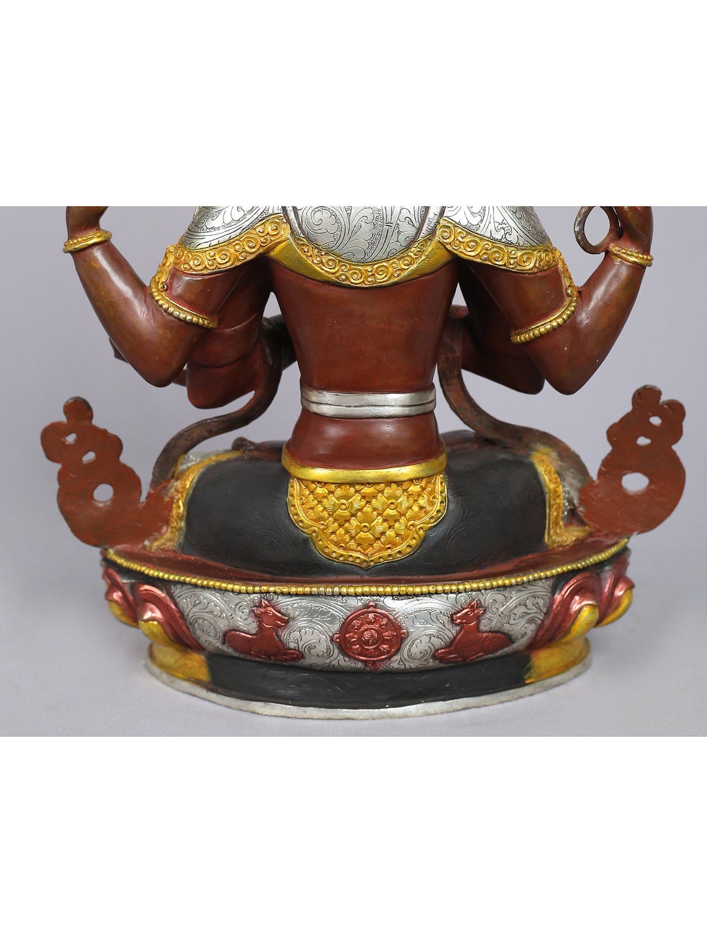 15" Tibetan Buddhist Deity Chenrezig Copper Statue from Nepal