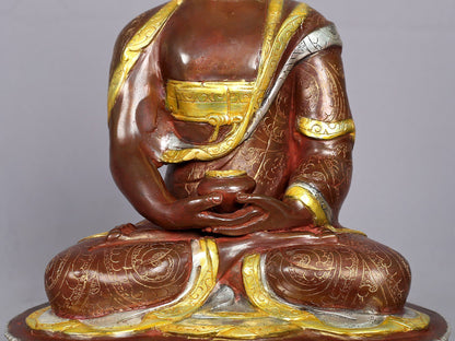 13" Amitabha Buddha Copper Statue from Nepal | Handmade Sculpture