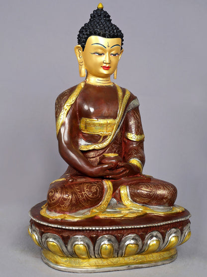 13" Amitabha Buddha Copper Statue from Nepal | Handmade Sculpture