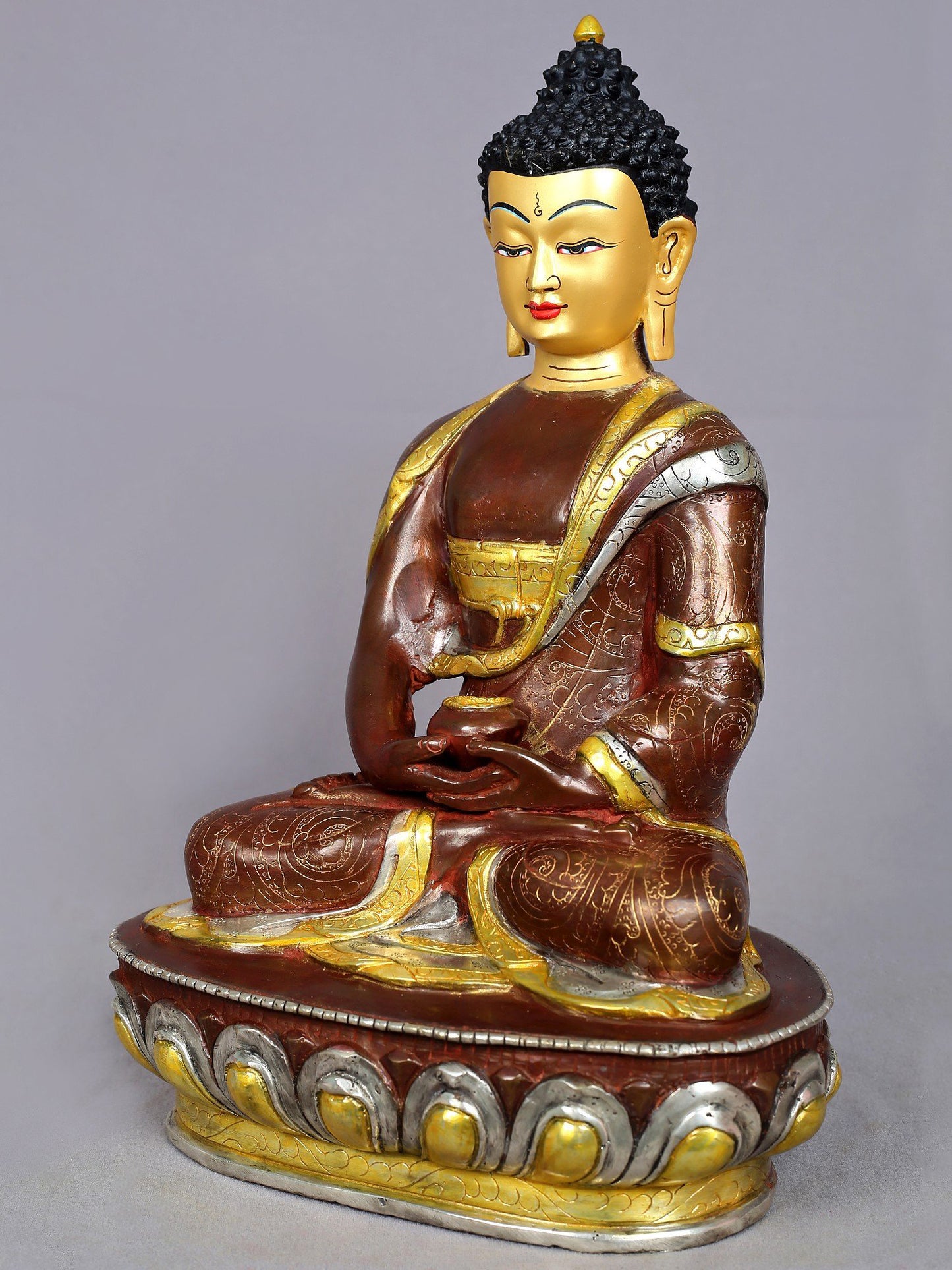 13" Amitabha Buddha Copper Statue from Nepal | Handmade Sculpture