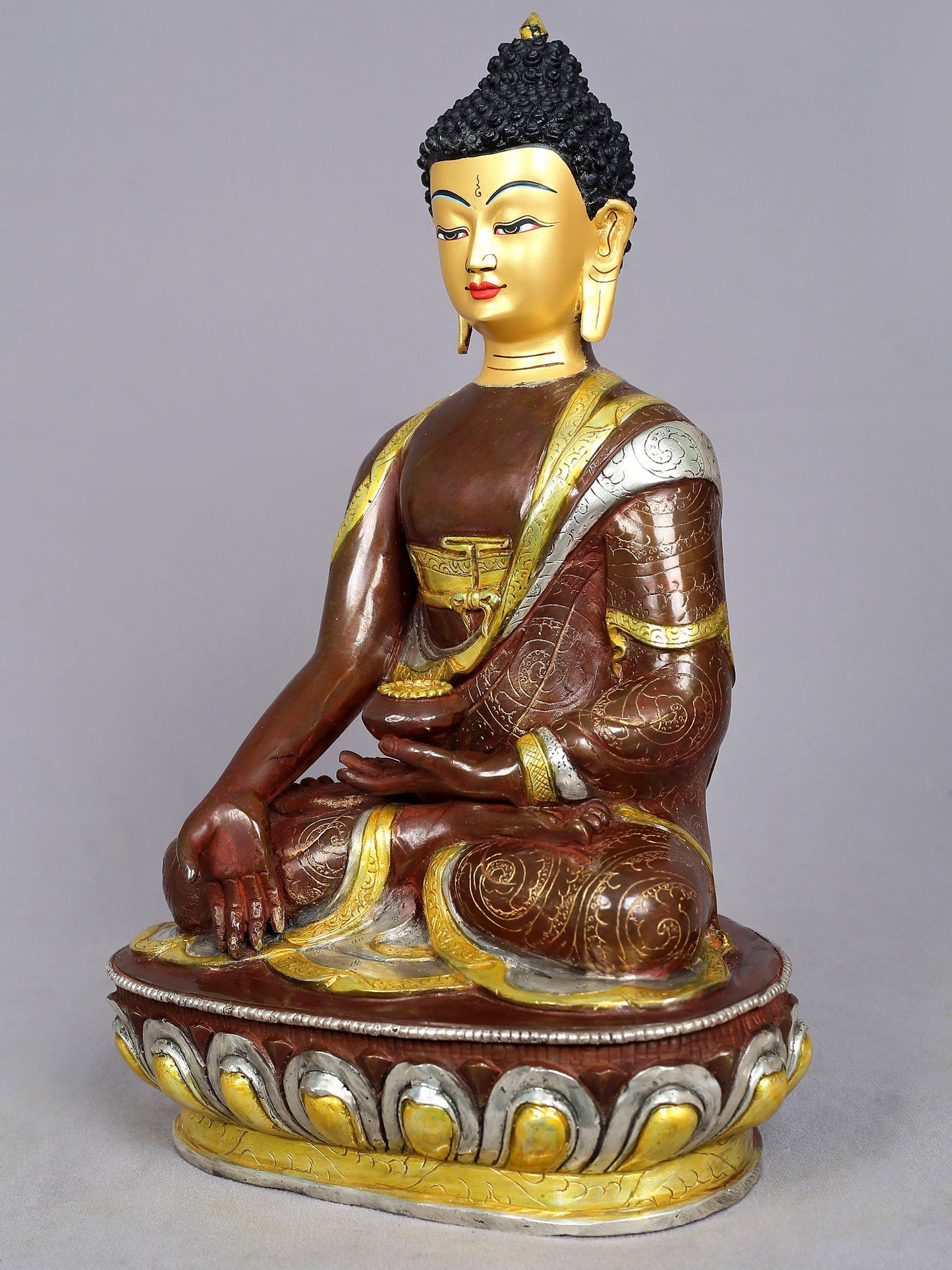 13" Shakyamuni Buddha Copper Statue from Nepal | Buddhist Deity Idols