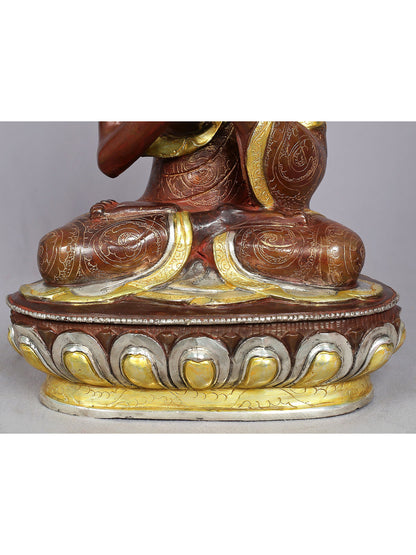 13" Lord Buddha Idol in Dharmachakra Mudra | Nepalese Copper Statue