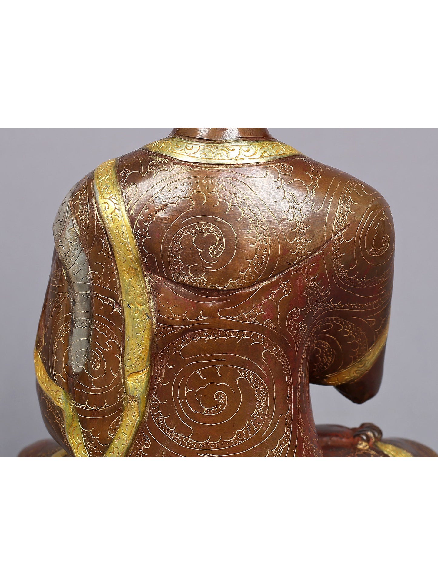 13" Lord Buddha Idol in Dharmachakra Mudra | Nepalese Copper Statue