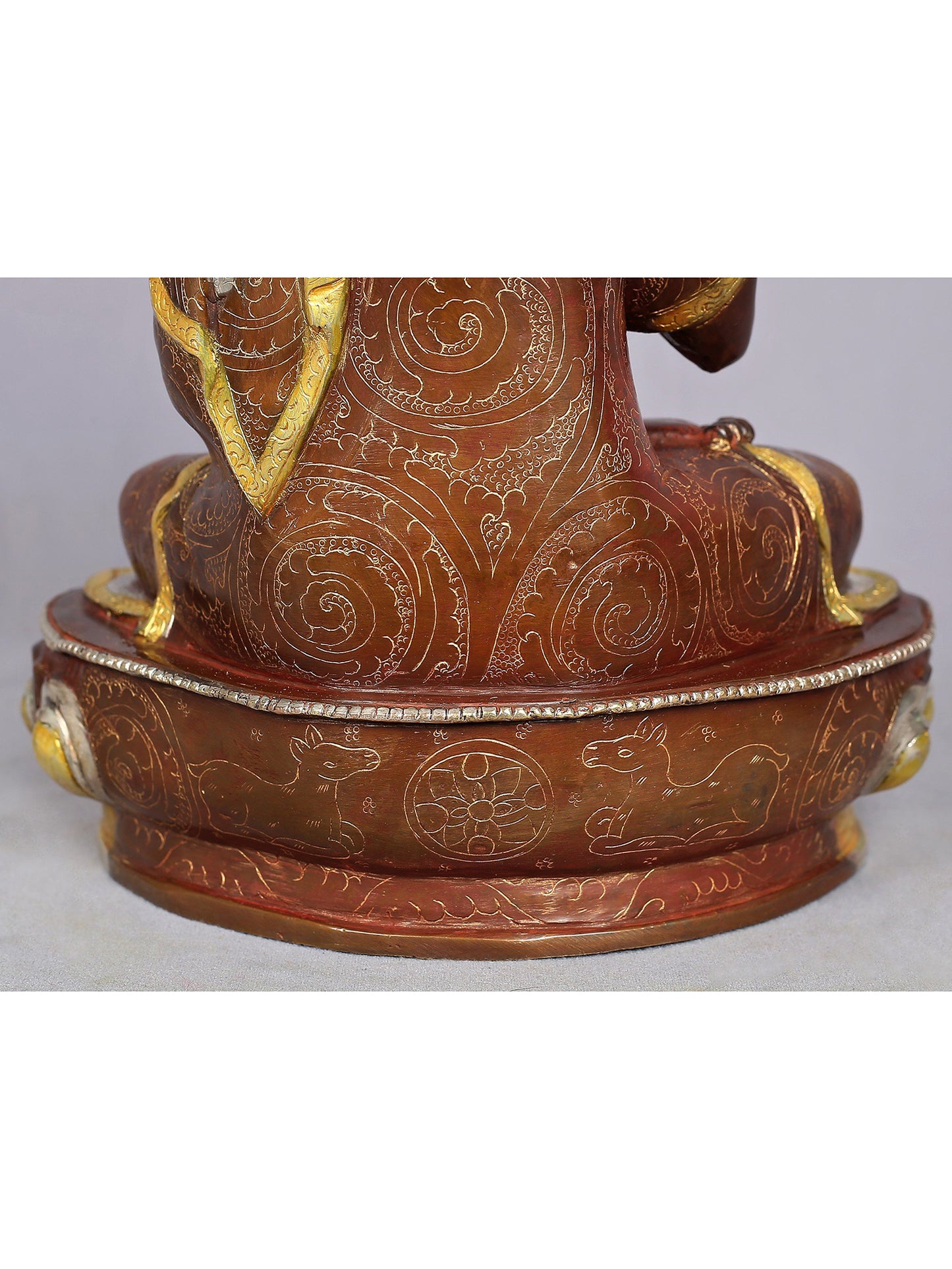 13" Lord Buddha Idol in Dharmachakra Mudra | Nepalese Copper Statue