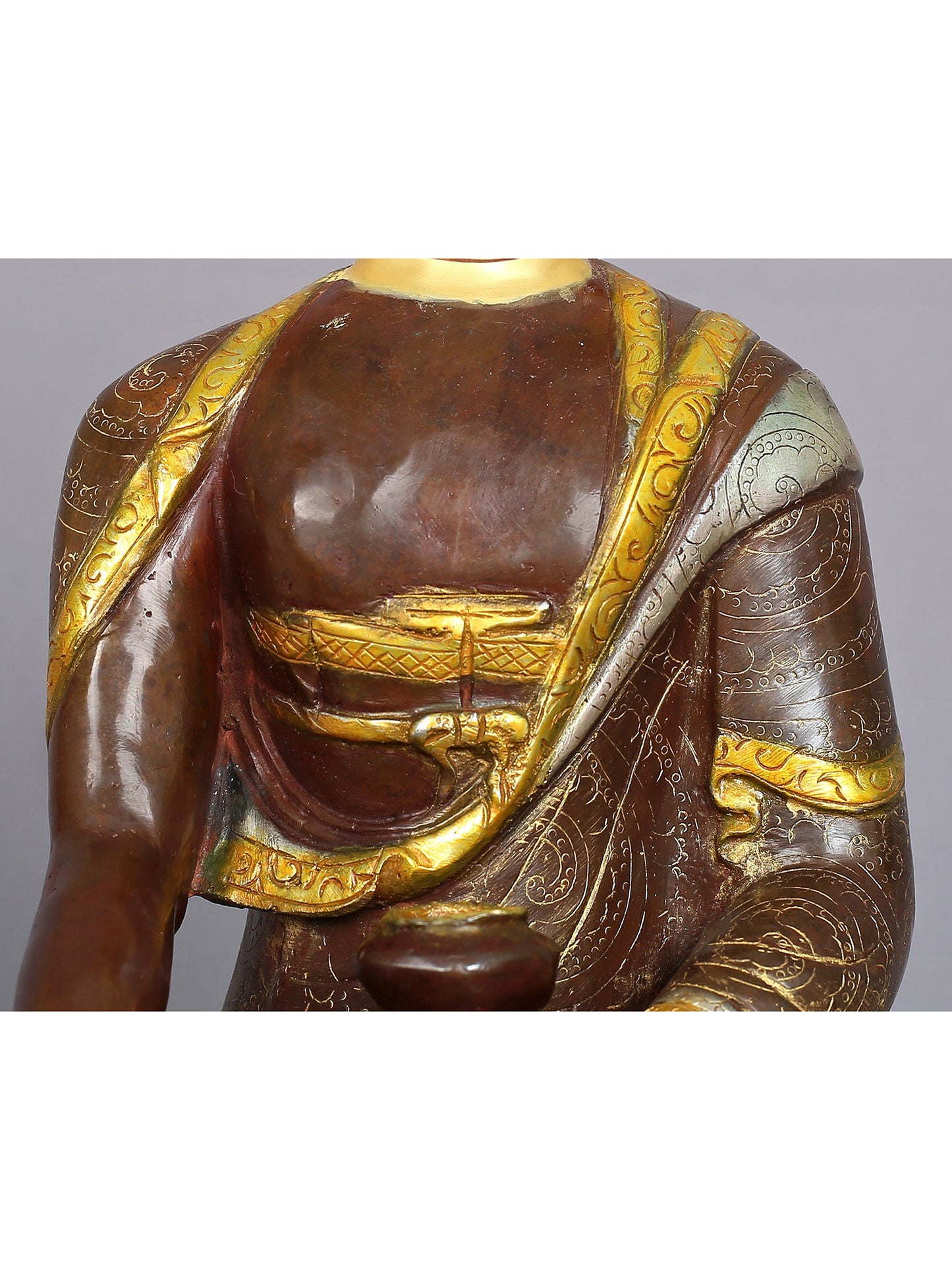 13" Bhumi-Sparsha Buddha Copper Statue from Nepal | Buddhist Deity Idols