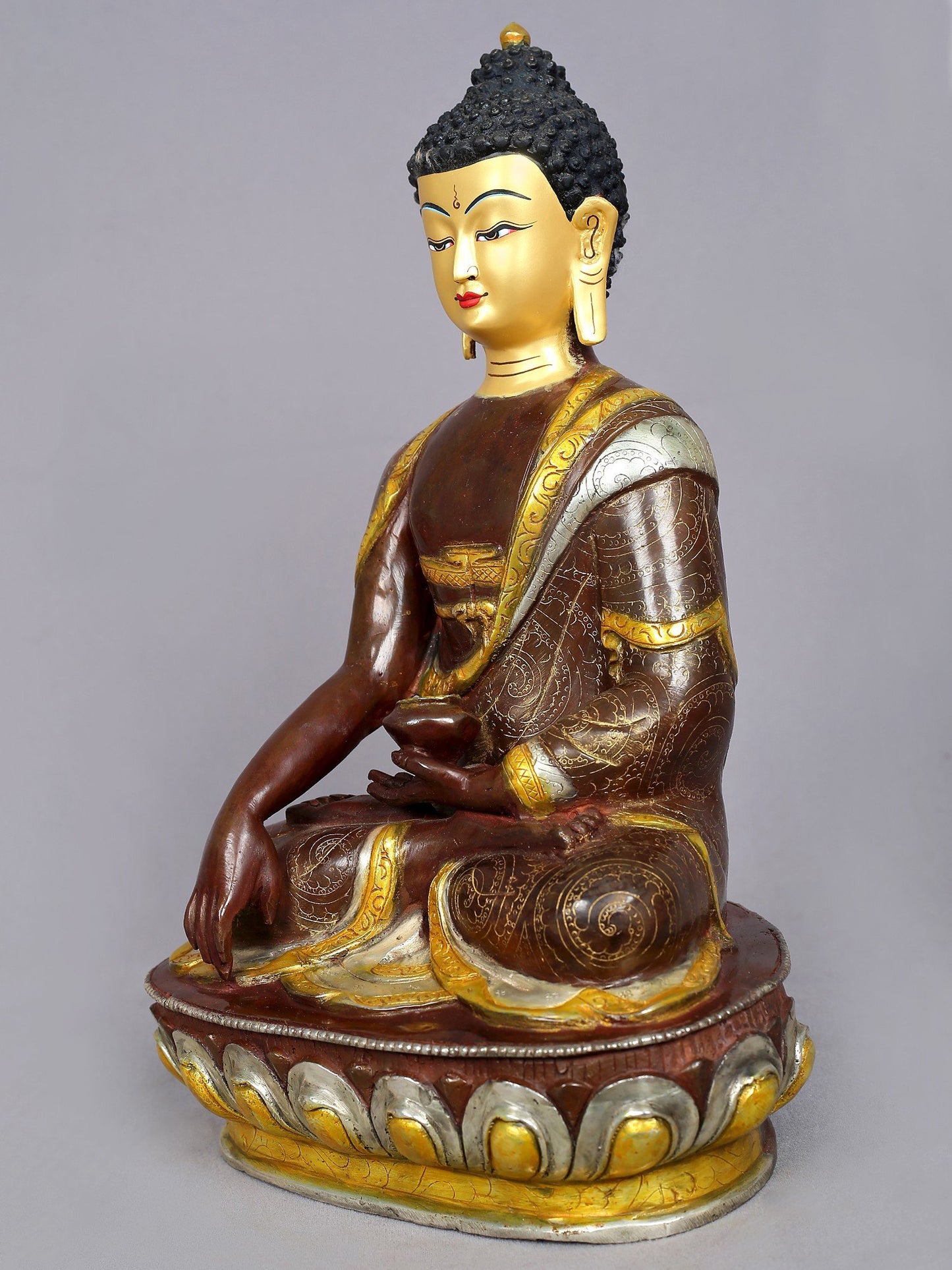 13" Bhumi-Sparsha Buddha Copper Statue from Nepal | Buddhist Deity Idols