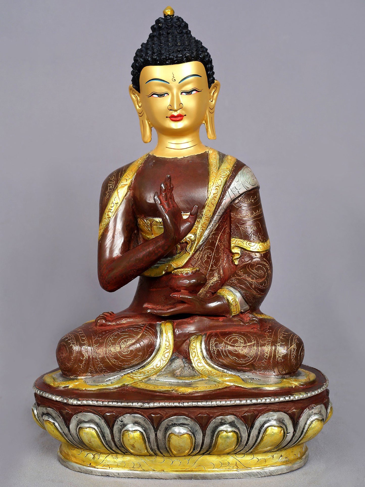 13" Lord Buddha Idol in Abhaya Mudra | Nepalese Copper Statue