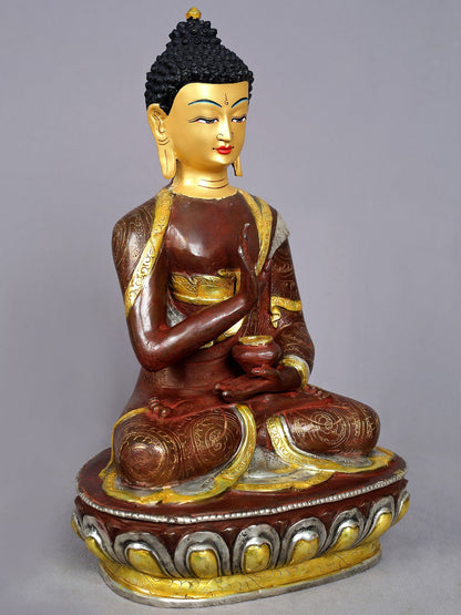 13" Lord Buddha Idol in Abhaya Mudra | Nepalese Copper Statue