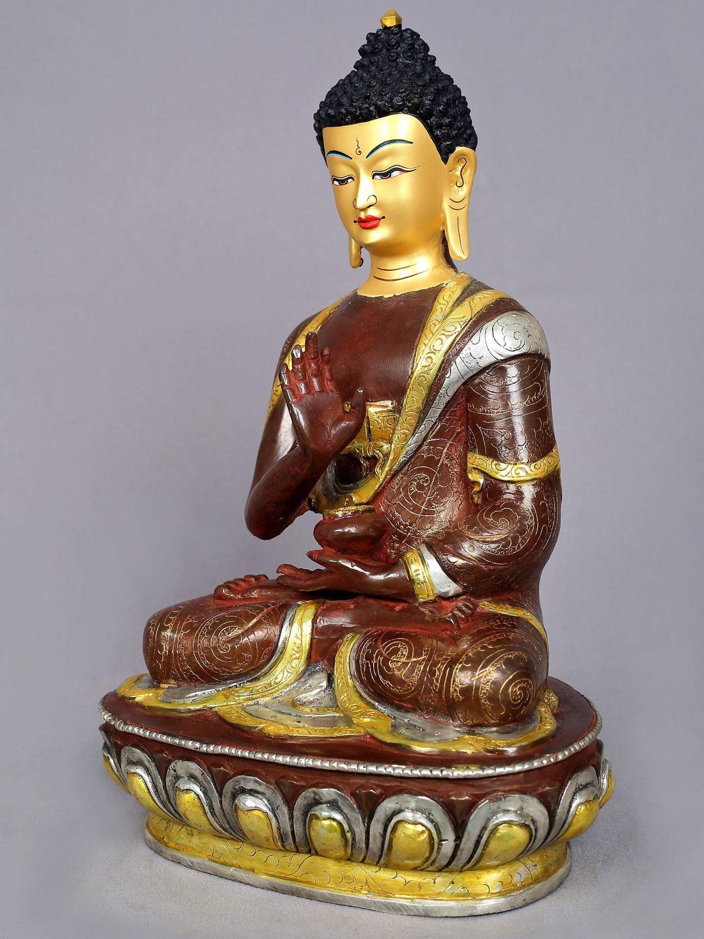 13" Lord Buddha Idol in Abhaya Mudra | Nepalese Copper Statue