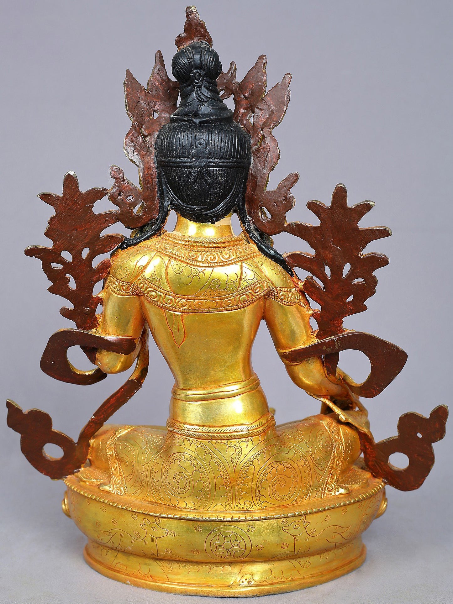 13" Goddess Green Tara Copper Statue from Nepal | Buddhist Deity Idols