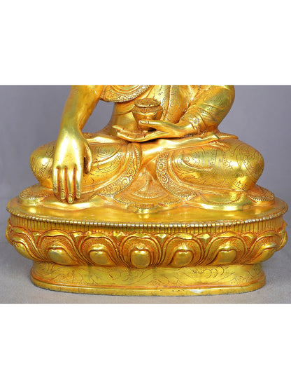 13" Shakyamuni Buddha Copper Statue From Nepal | Handmade | Buddhist Deity Idol