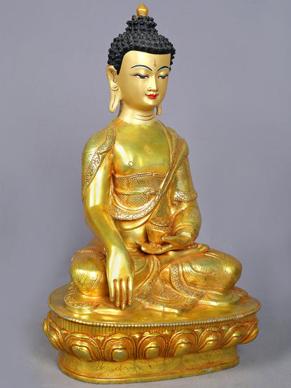 13" Shakyamuni Buddha Copper Statue From Nepal | Handmade | Buddhist Deity Idol