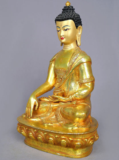 13" Shakyamuni Buddha Copper Statue From Nepal | Handmade | Buddhist Deity Idol