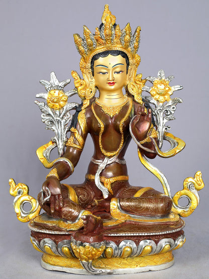 13" Goddess Green Tara Copper Statue | Handmade Goddess Statue | Buddhist Deity Idol