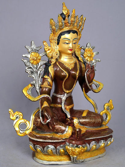 13" Goddess Green Tara Copper Statue | Handmade Goddess Statue | Buddhist Deity Idol