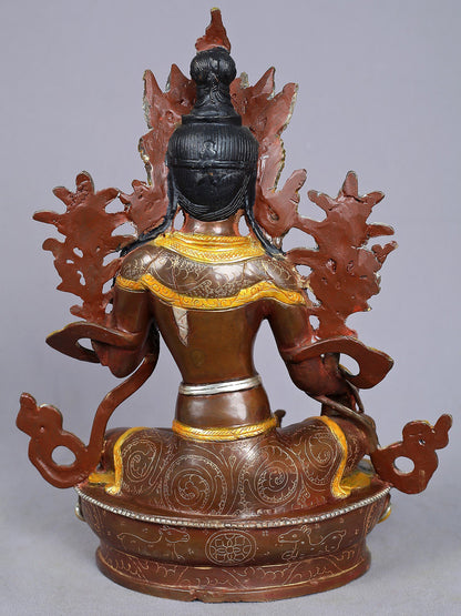 13" Goddess Green Tara Copper Statue | Handmade Goddess Statue | Buddhist Deity Idol