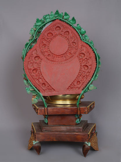 16" Lord Vajradhara Idol Seated On Throne | Handmade Idol | Nepalese Copper Statue