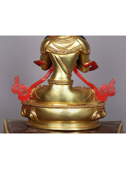 16" Lord Vajradhara Idol Seated On Throne | Handmade Idol | Nepalese Copper Statue