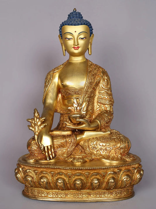 13" Lord Shakyamuni Buddha Copper Idol | Handmade Buddha Idol | Nepalese Copper Statue