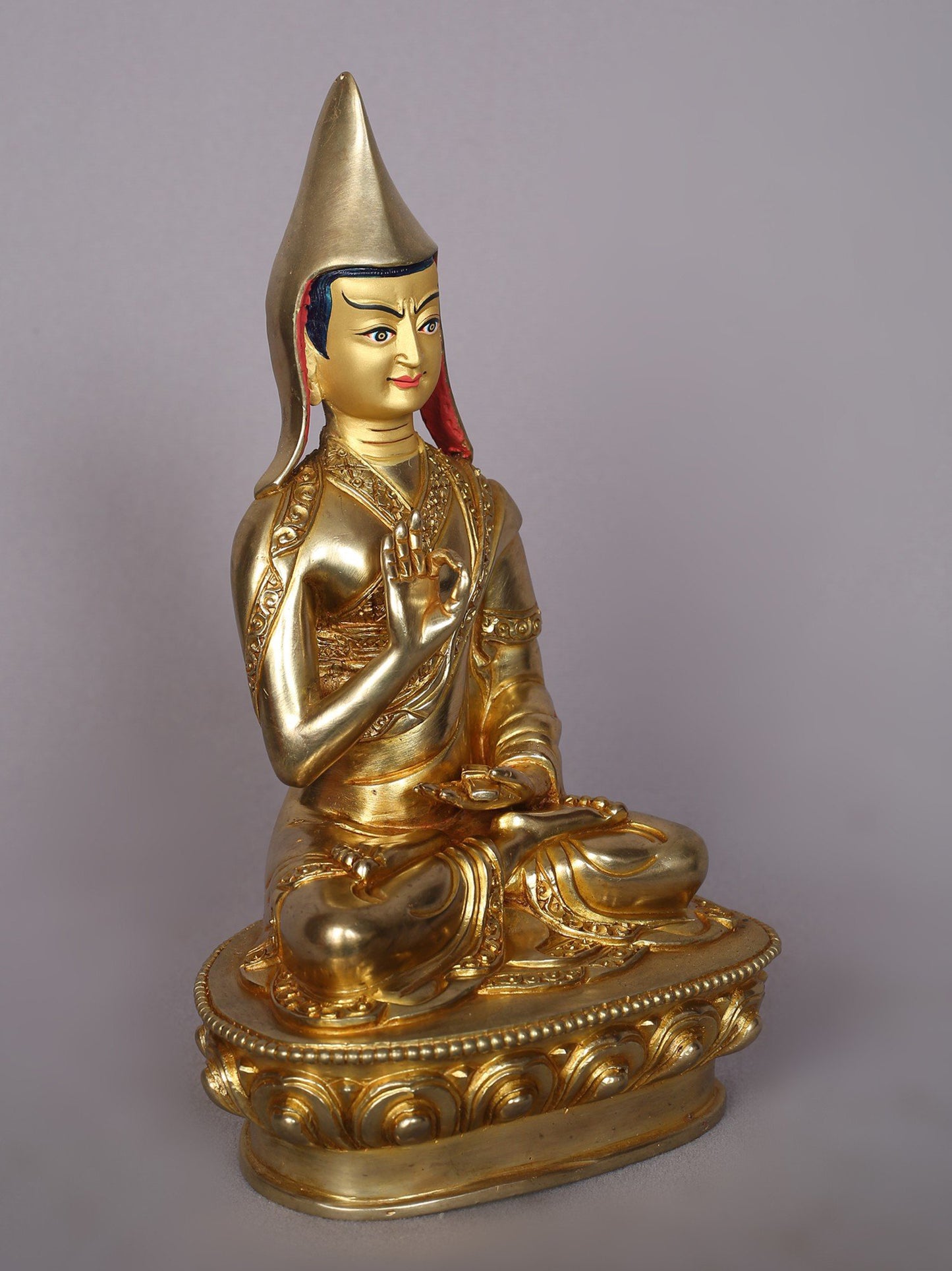 9" Tsongkhapa (Set of 3) Copper Statue | Handmade Idol | Nepalese Copper Statue