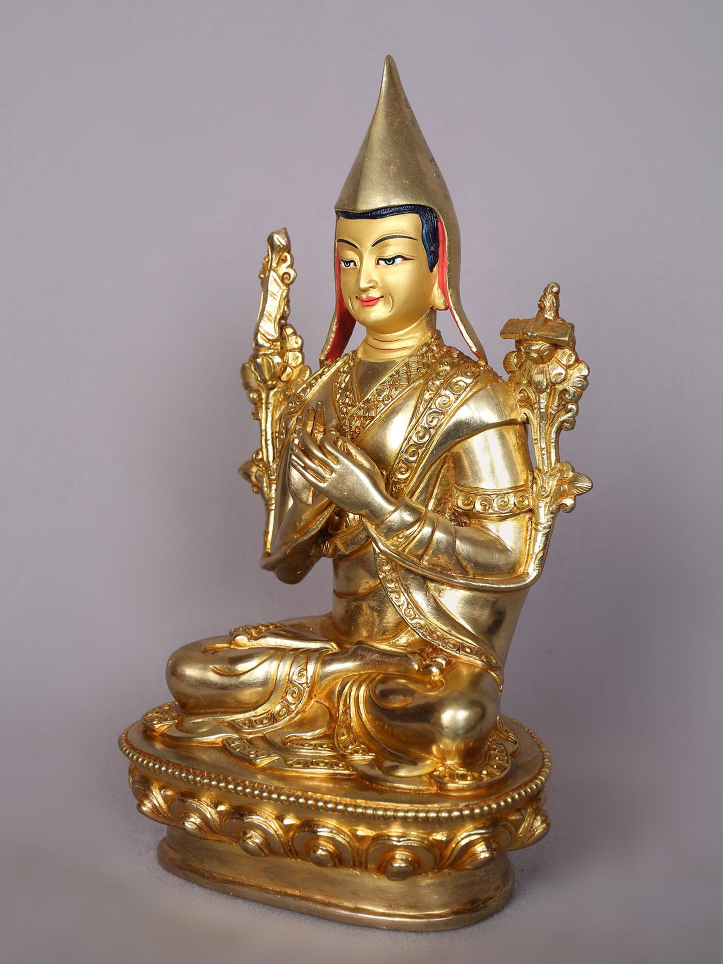 9" Tsongkhapa (Set of 3) Copper Statue | Handmade Idol | Nepalese Copper Statue