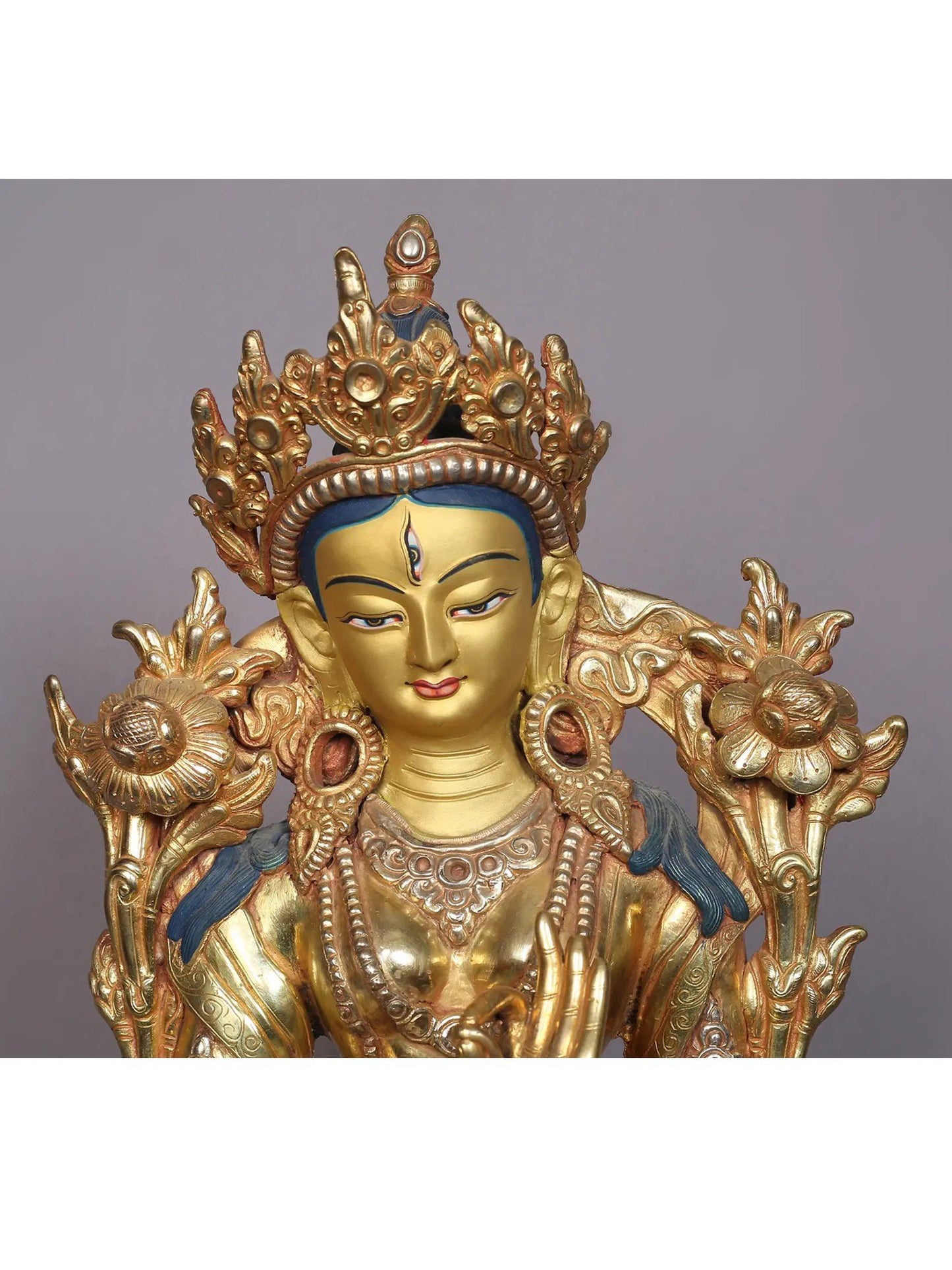 12" Tibetan Buddhist Goddess White Tara Statue | Handmade Idol | Goddess Statue