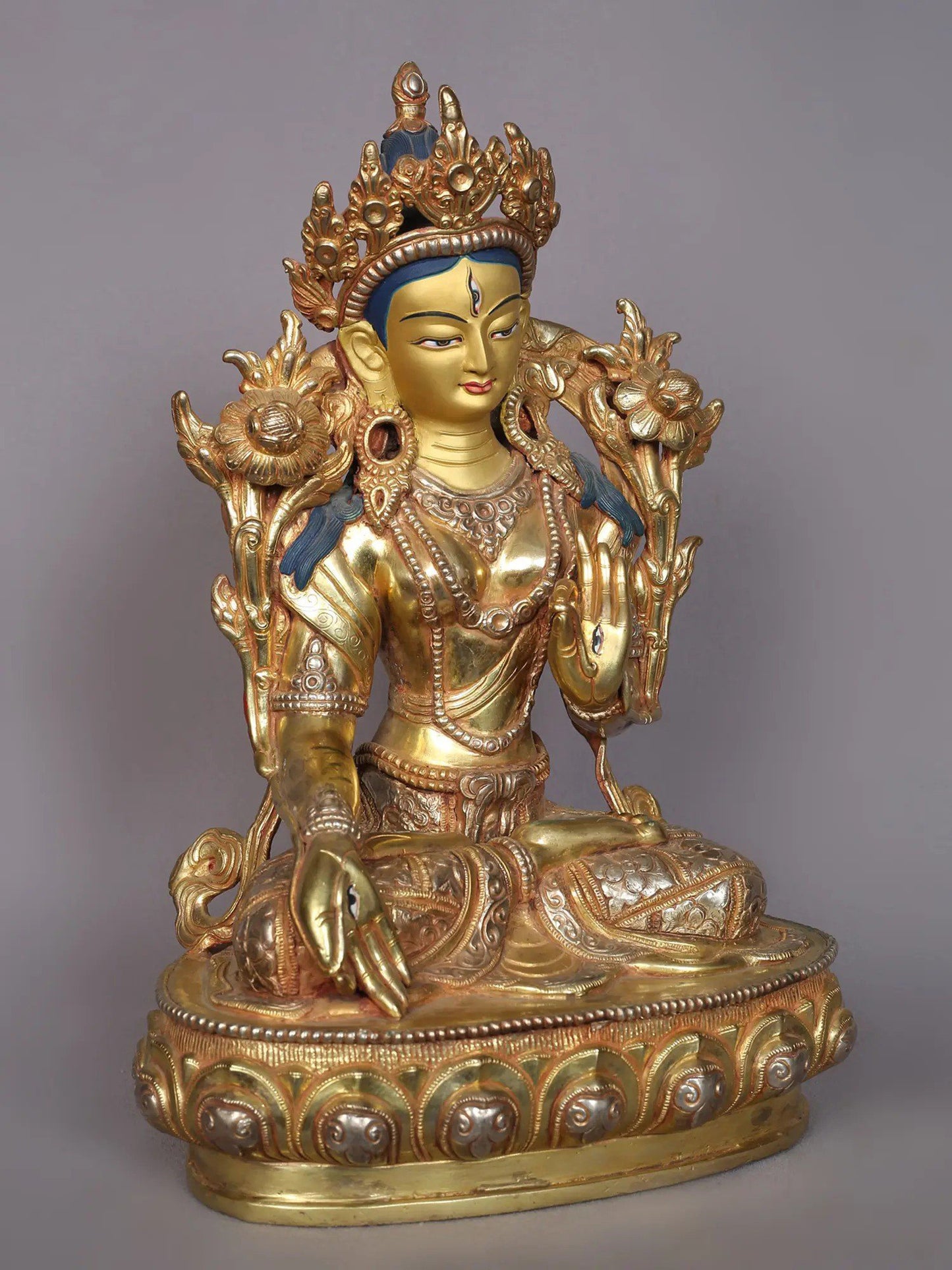 12" Tibetan Buddhist Goddess White Tara Statue | Handmade Idol | Goddess Statue