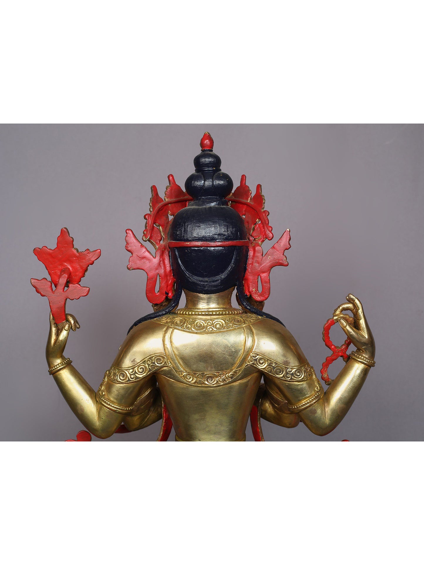 14" Tibetan Buddhist Deity Chenrezig Copper Statue From Nepal | Handmade Idol | Buddhist Statue