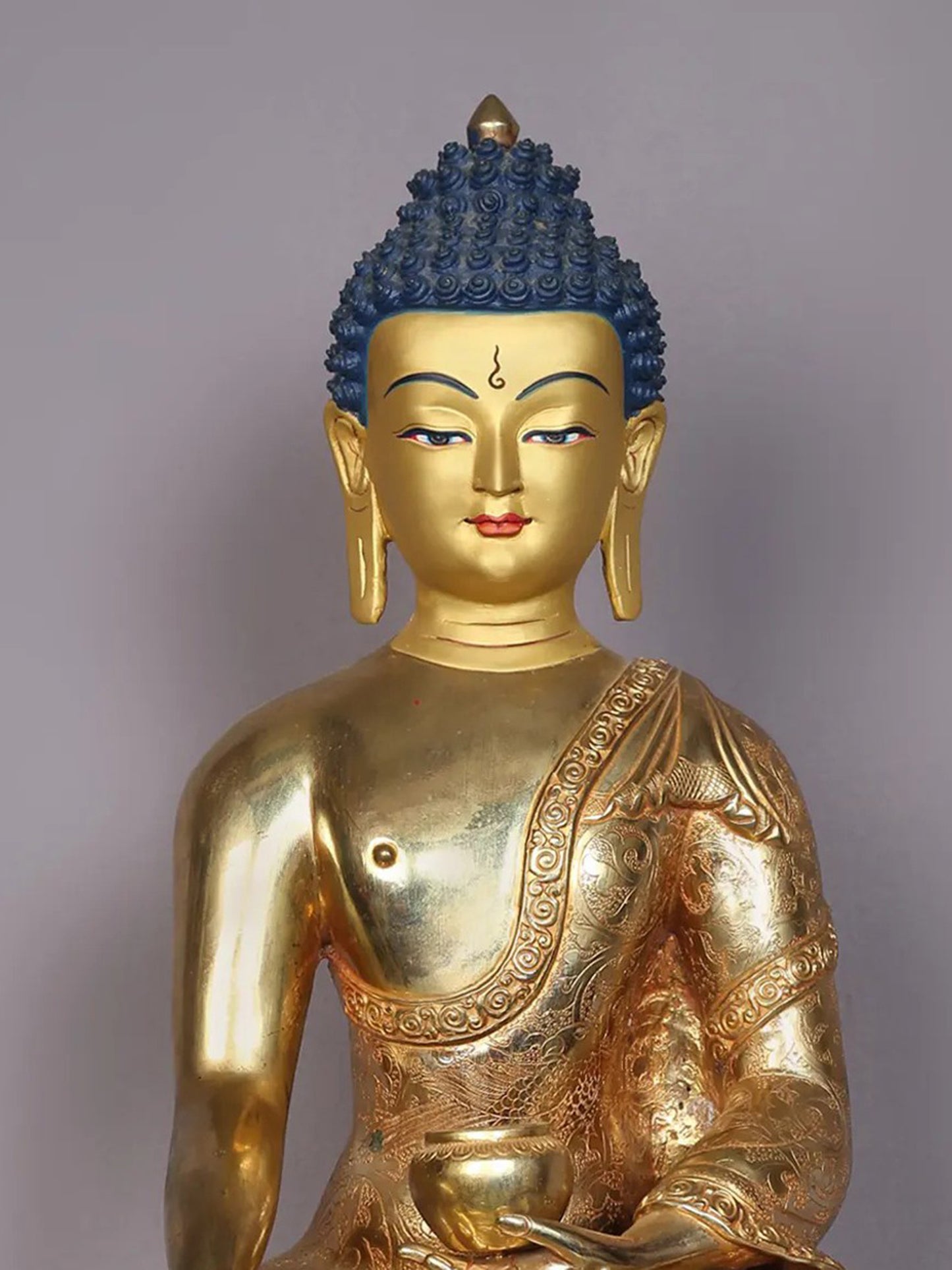 15" Lord Bhumisparsha Buddha Copper Statue | Handmade Idol | Copper With Gold Plated