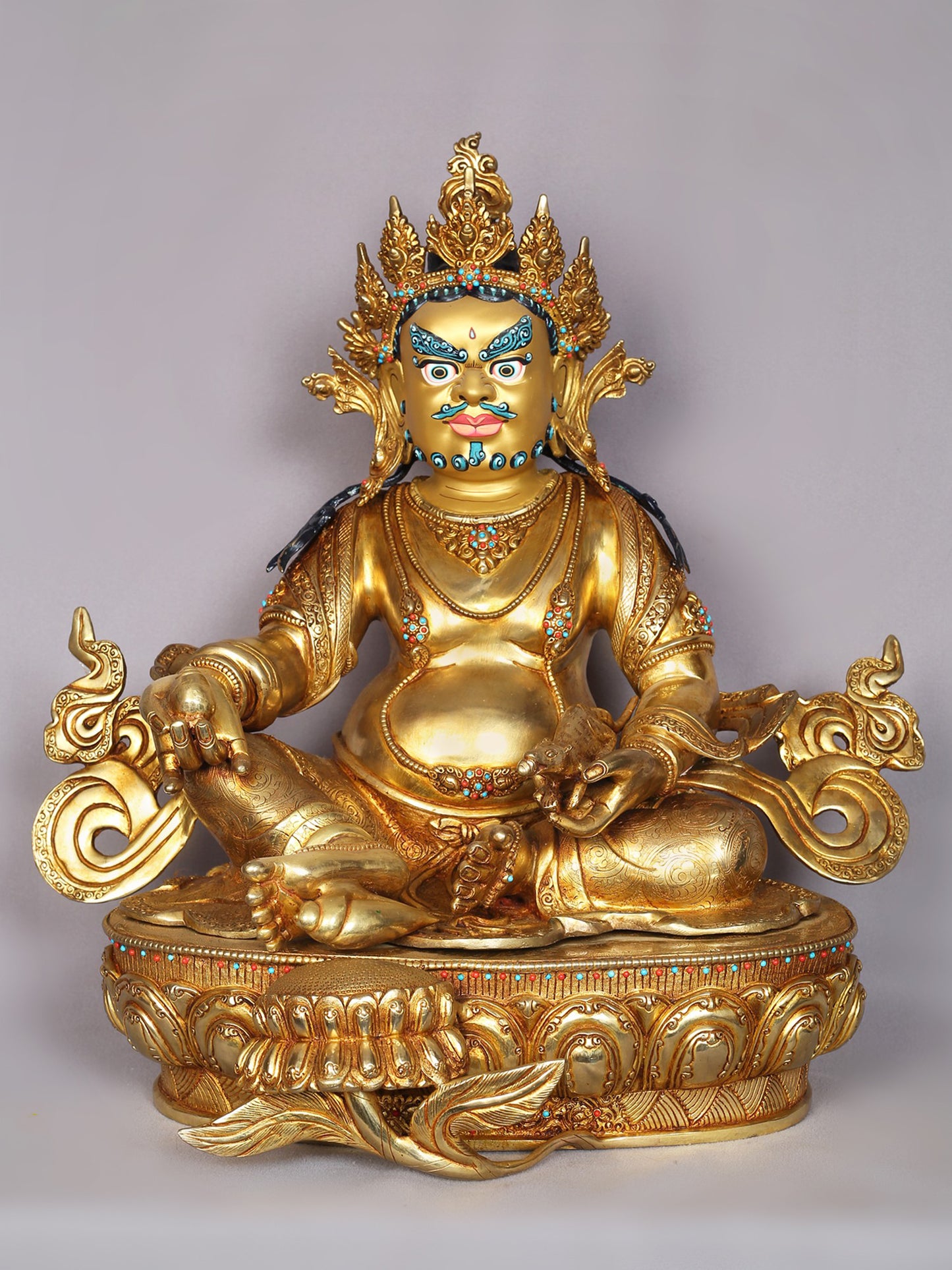 17" Lord Kubera Gilded Copper Nepalese Statue | Handmade Idol | Kubera Statue