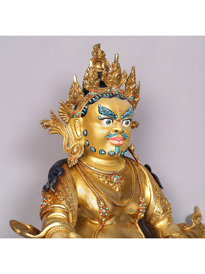 17" Lord Kubera Gilded Copper Nepalese Statue | Handmade Idol | Kubera Statue