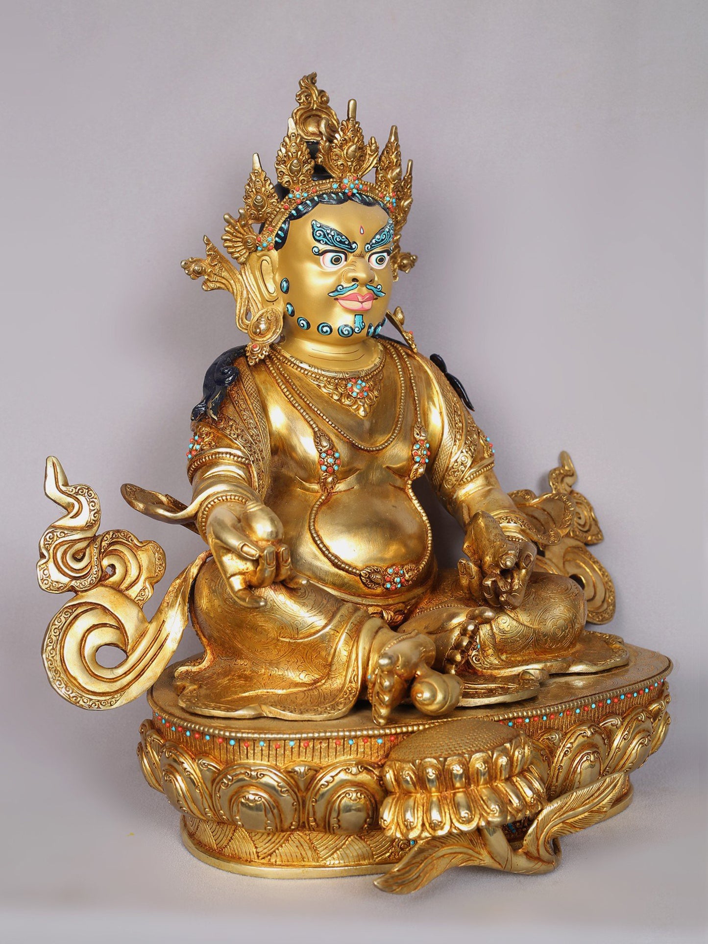 17" Lord Kubera Gilded Copper Nepalese Statue | Handmade Idol | Kubera Statue