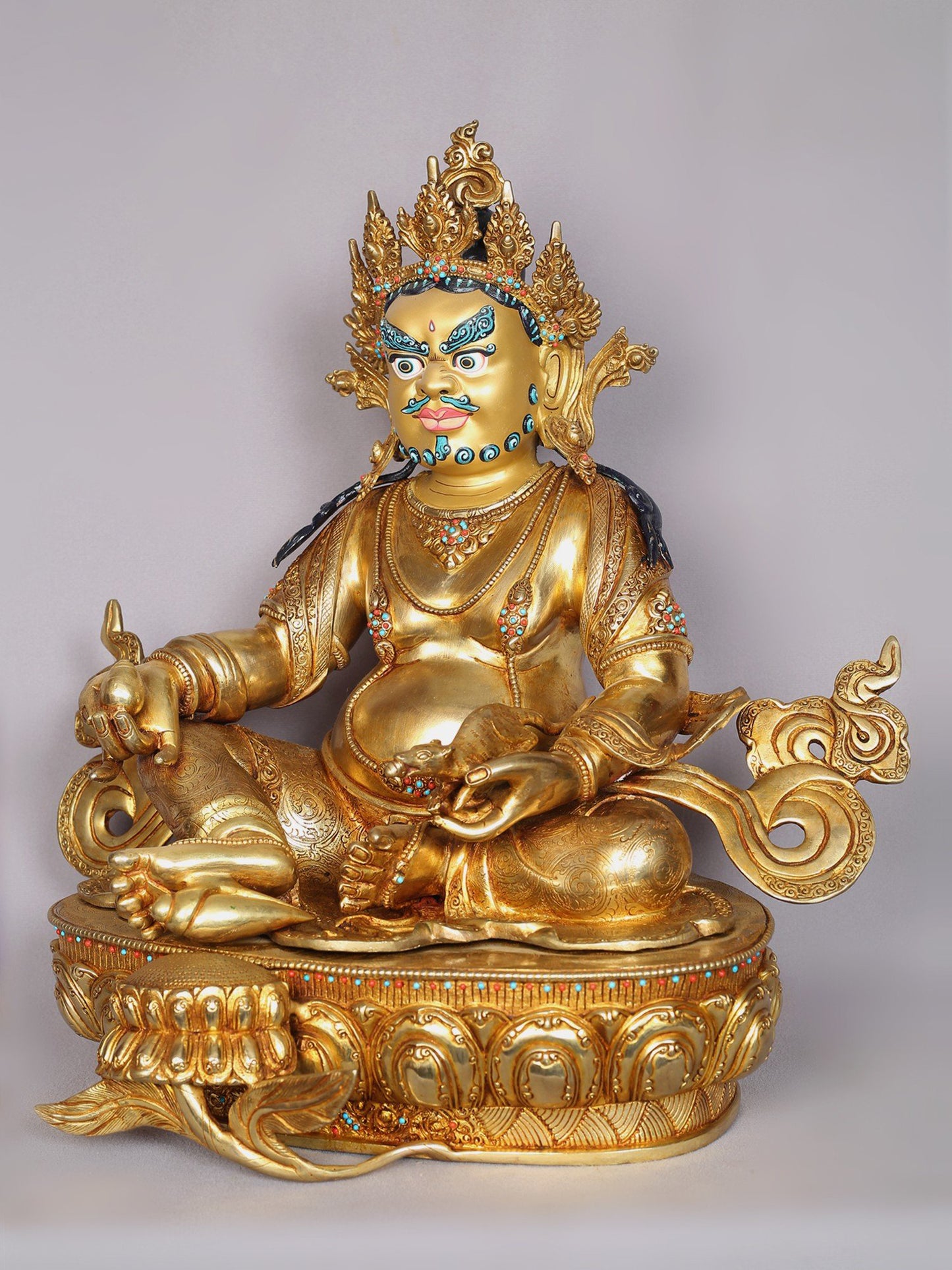 17" Lord Kubera Gilded Copper Nepalese Statue | Handmade Idol | Kubera Statue