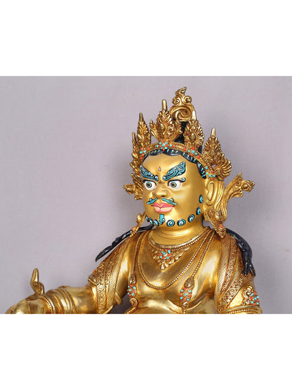 17" Lord Kubera Gilded Copper Nepalese Statue | Handmade Idol | Kubera Statue