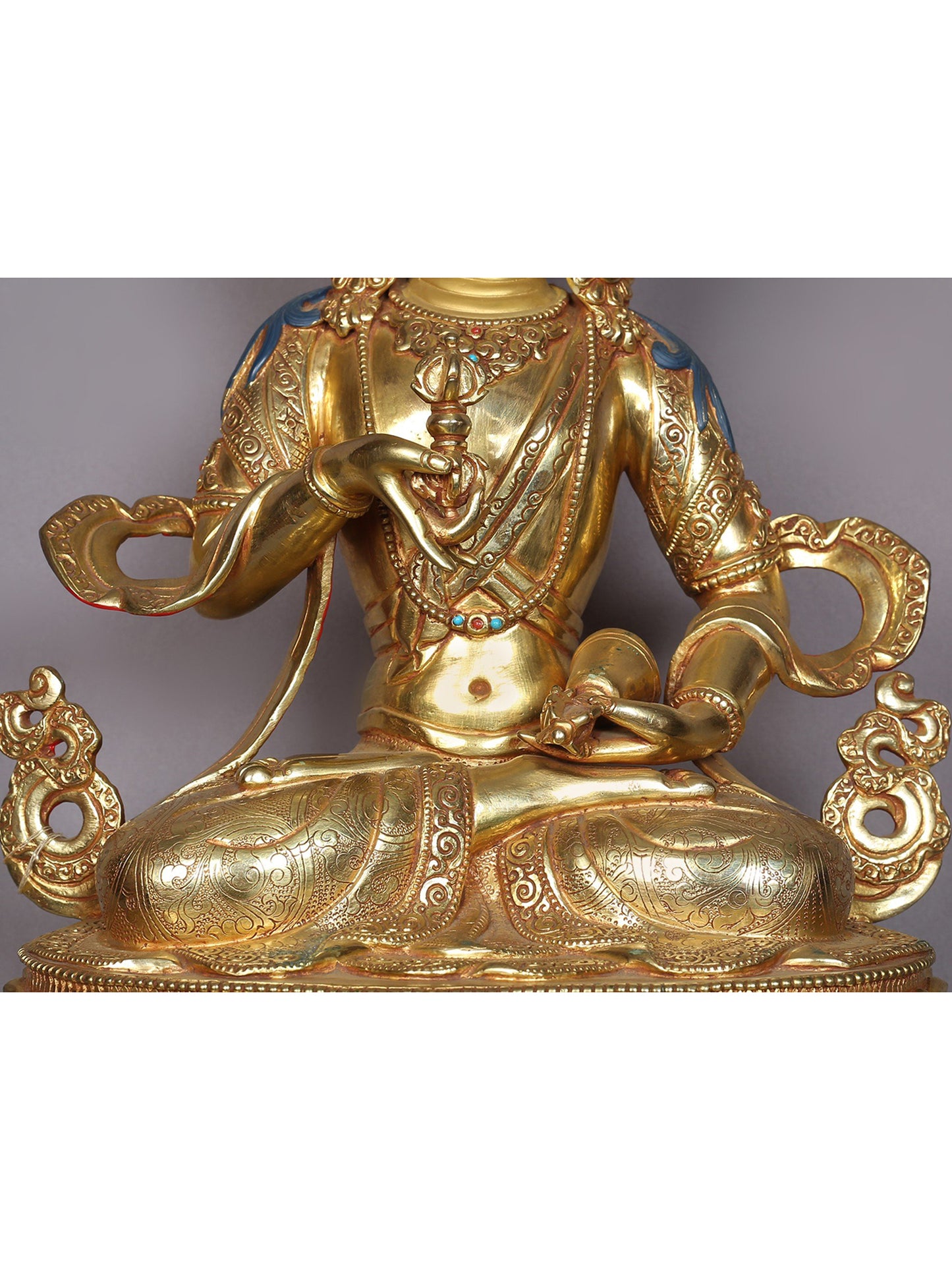 15" Tibetan Buddhist Deity Vajrasattva Copper Statue From Nepal | Handmade Buddhist Idol