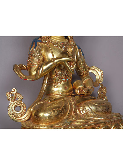 15" Tibetan Buddhist Deity Vajrasattva Copper Statue From Nepal | Handmade Buddhist Idol