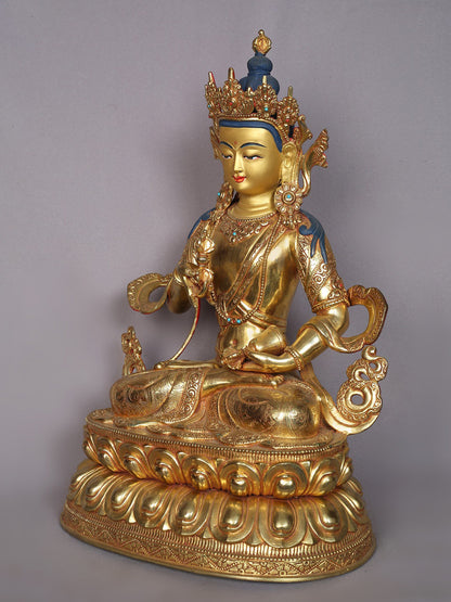 15" Tibetan Buddhist Deity Vajrasattva Copper Statue From Nepal | Handmade Buddhist Idol