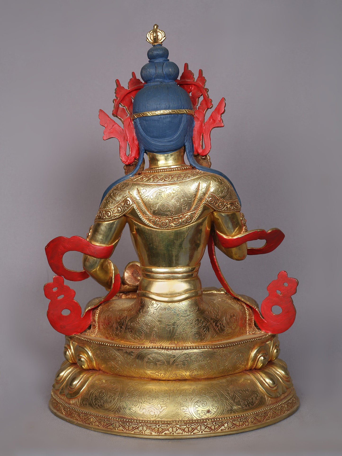 15" Tibetan Buddhist Deity Vajrasattva Copper Statue From Nepal | Handmade Buddhist Idol