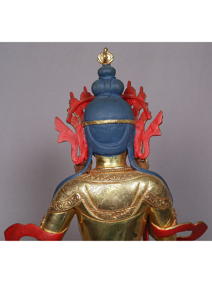 15" Tibetan Buddhist Deity Vajrasattva Copper Statue From Nepal | Handmade Buddhist Idol