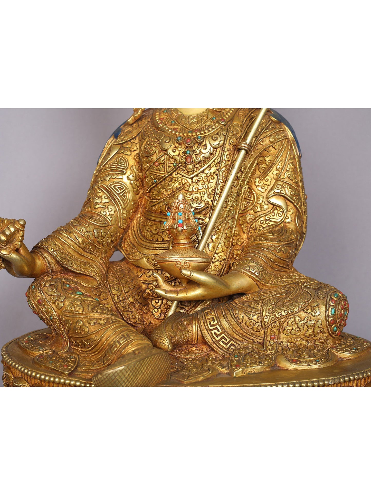 14" Guru Padmasambhava Statue From Nepal | Handmade Idol | Copper Figurine