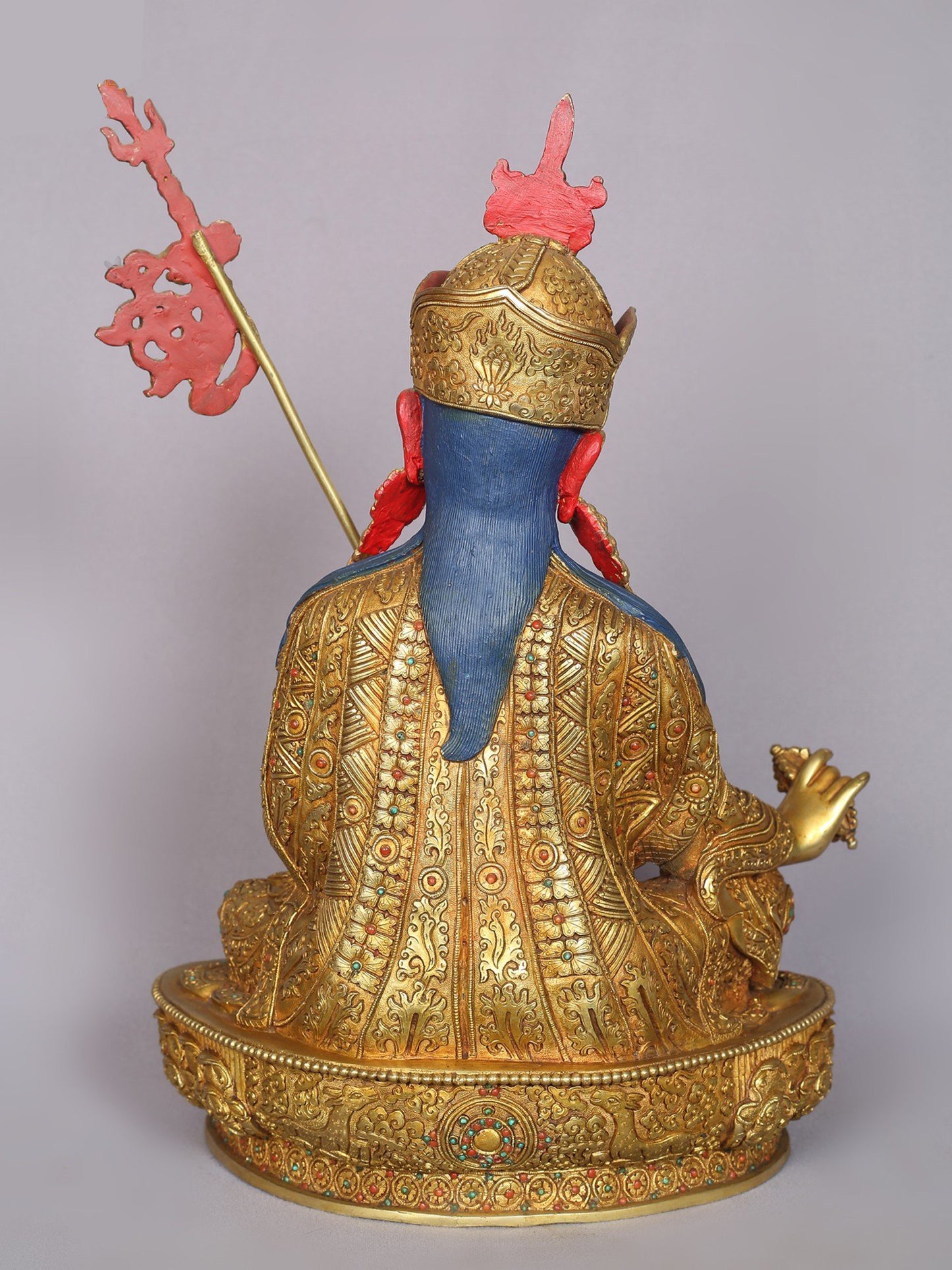 14" Guru Padmasambhava Statue From Nepal | Handmade Idol | Copper Figurine