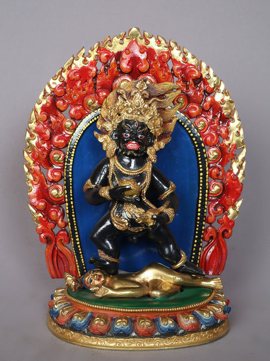 9" Lord Kubera Statue | Handmade Kubera Idol | Copper Figurine | Nepalese Copper Statue