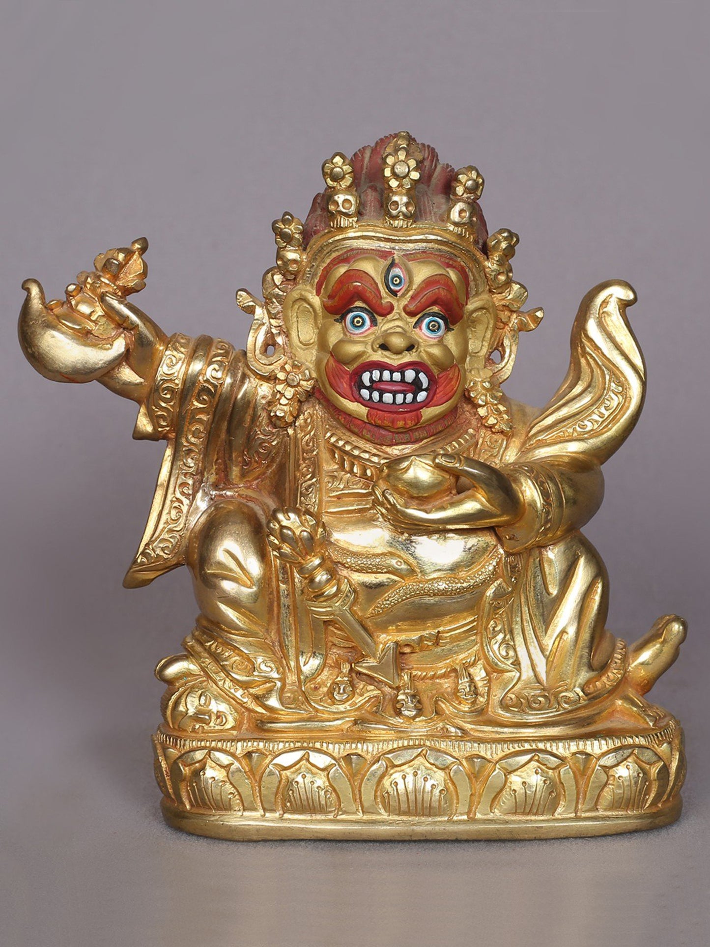 5" Small Lord Kajupa Mahakala Copper Statue From Nepal | Handmade Idol | Copper Statue