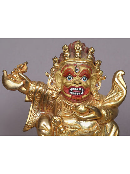 5" Small Lord Kajupa Mahakala Copper Statue From Nepal | Handmade Idol | Copper Statue