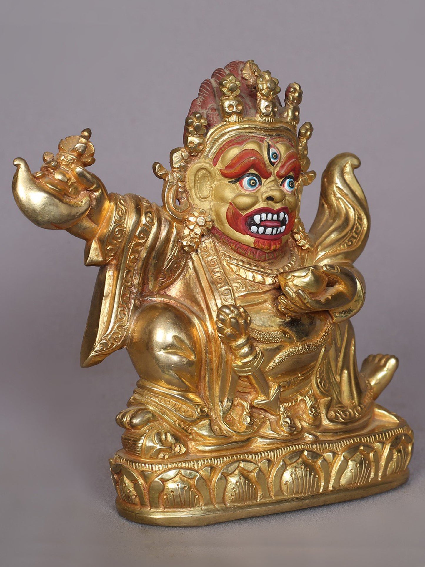 5" Small Lord Kajupa Mahakala Copper Statue From Nepal | Handmade Idol | Copper Statue