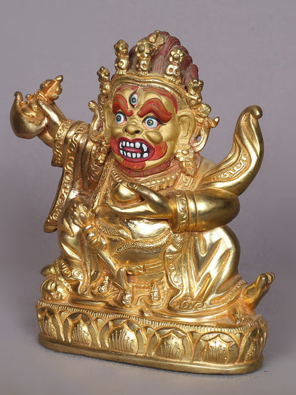 5" Small Lord Kajupa Mahakala Copper Statue From Nepal | Handmade Idol | Copper Statue